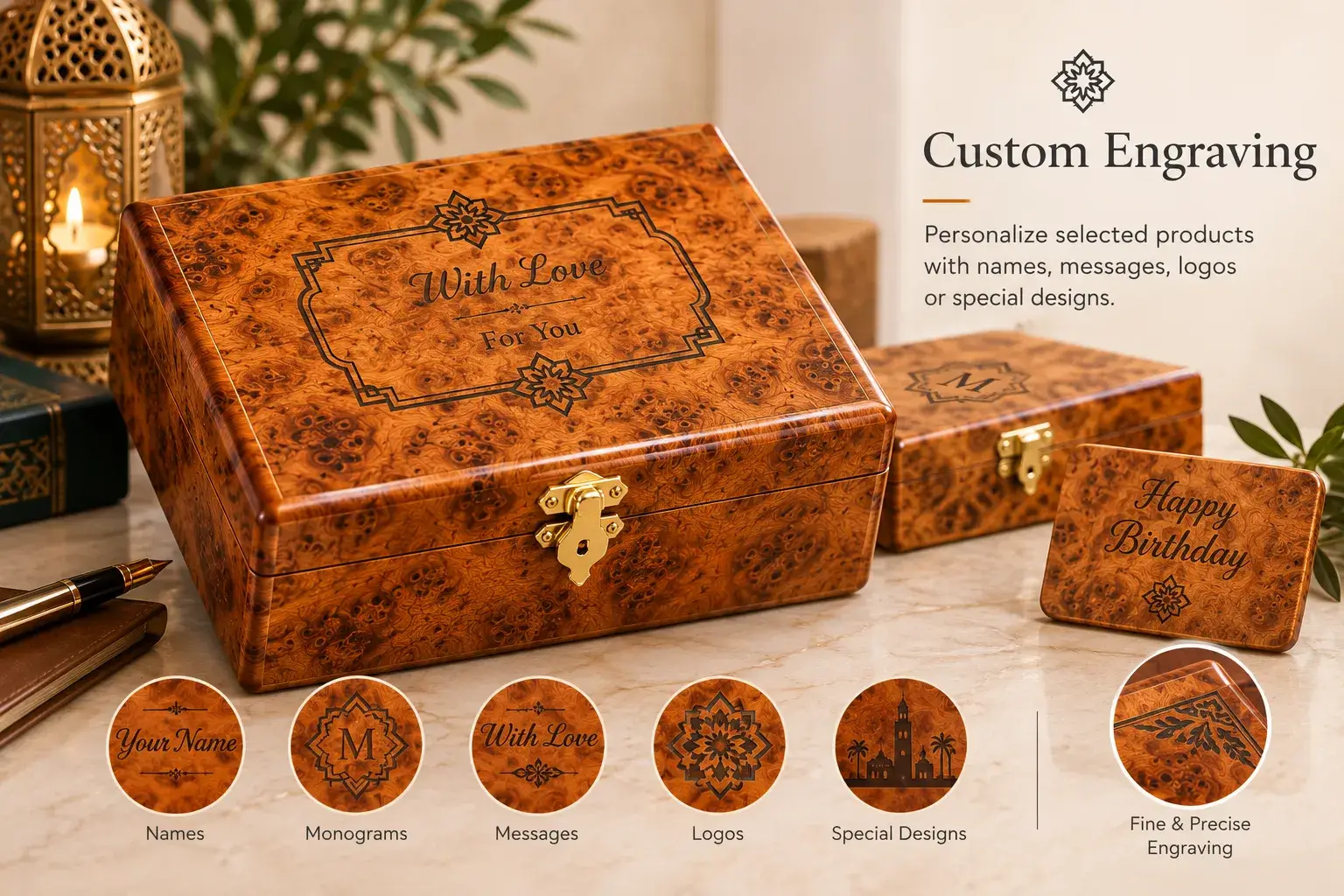 Custom engraved Moroccan box